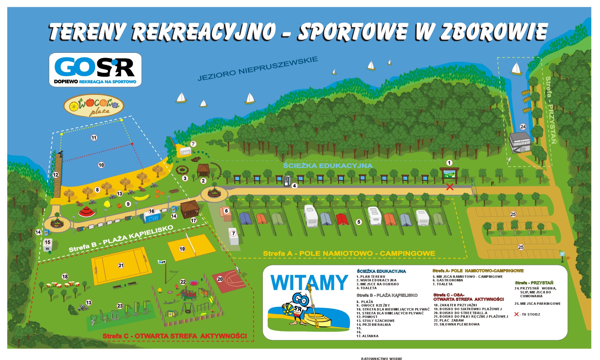 Owocowa Plaża w Zborowie - mapa terenu